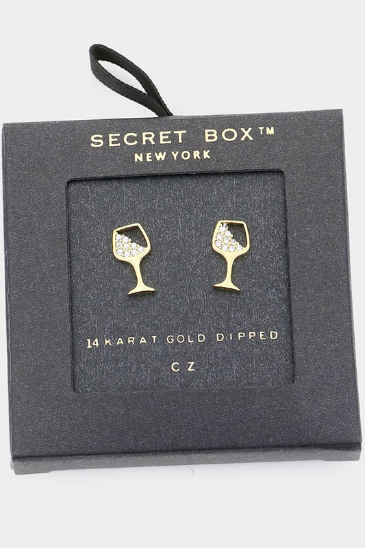 14K CZ Cocktail Stud Earrings