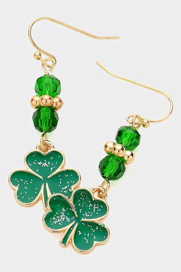 St Patrick's Day Shamrock Clover Dropdown Earrings