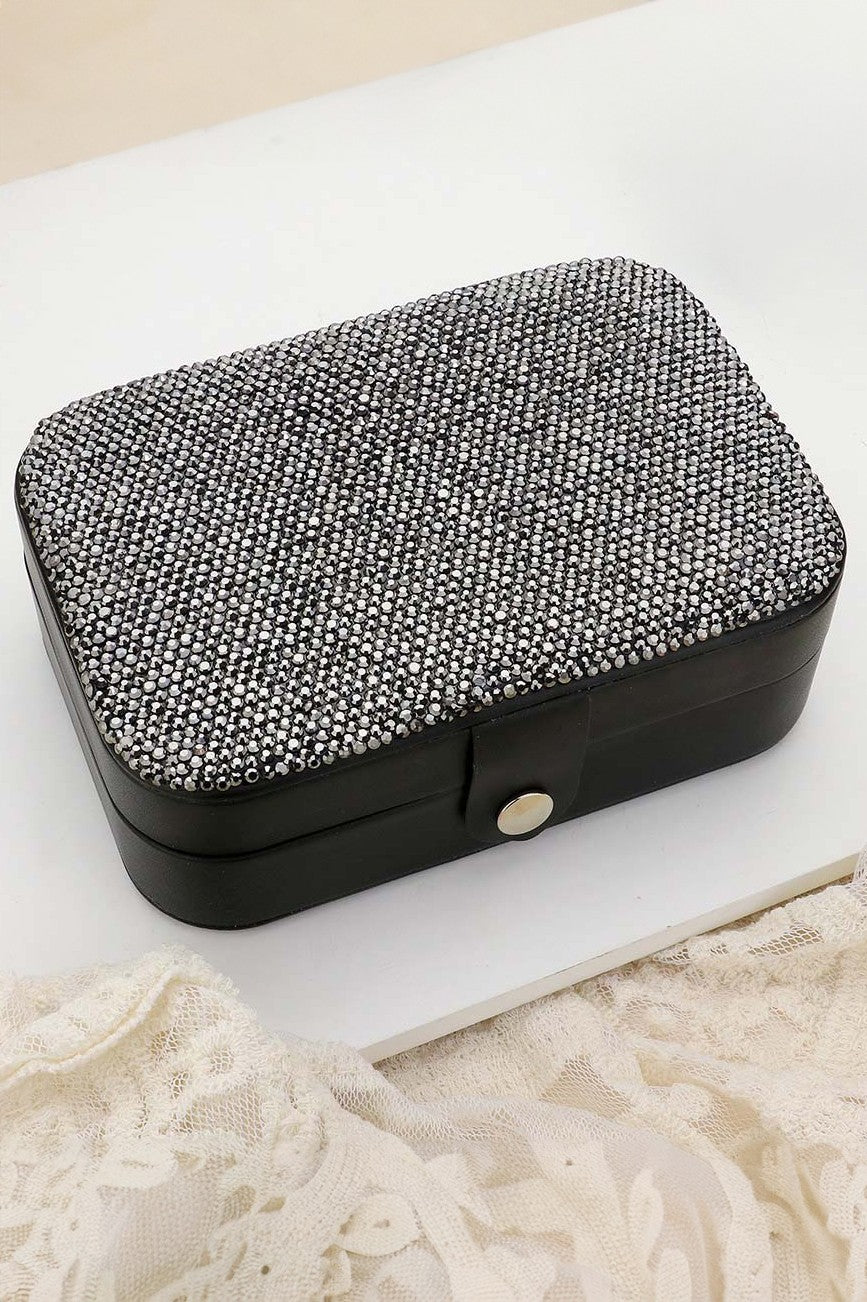 Bling Studded Faux Leather Portable Jewelry Box
