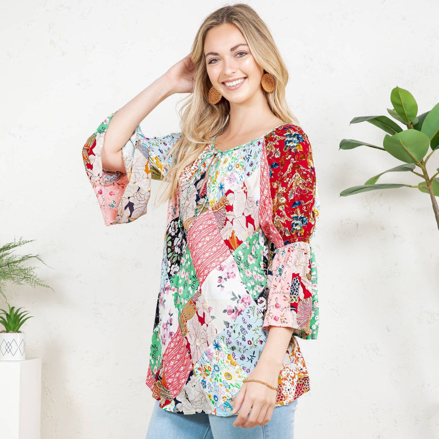 The Bohemian Patchwork Peasant Top