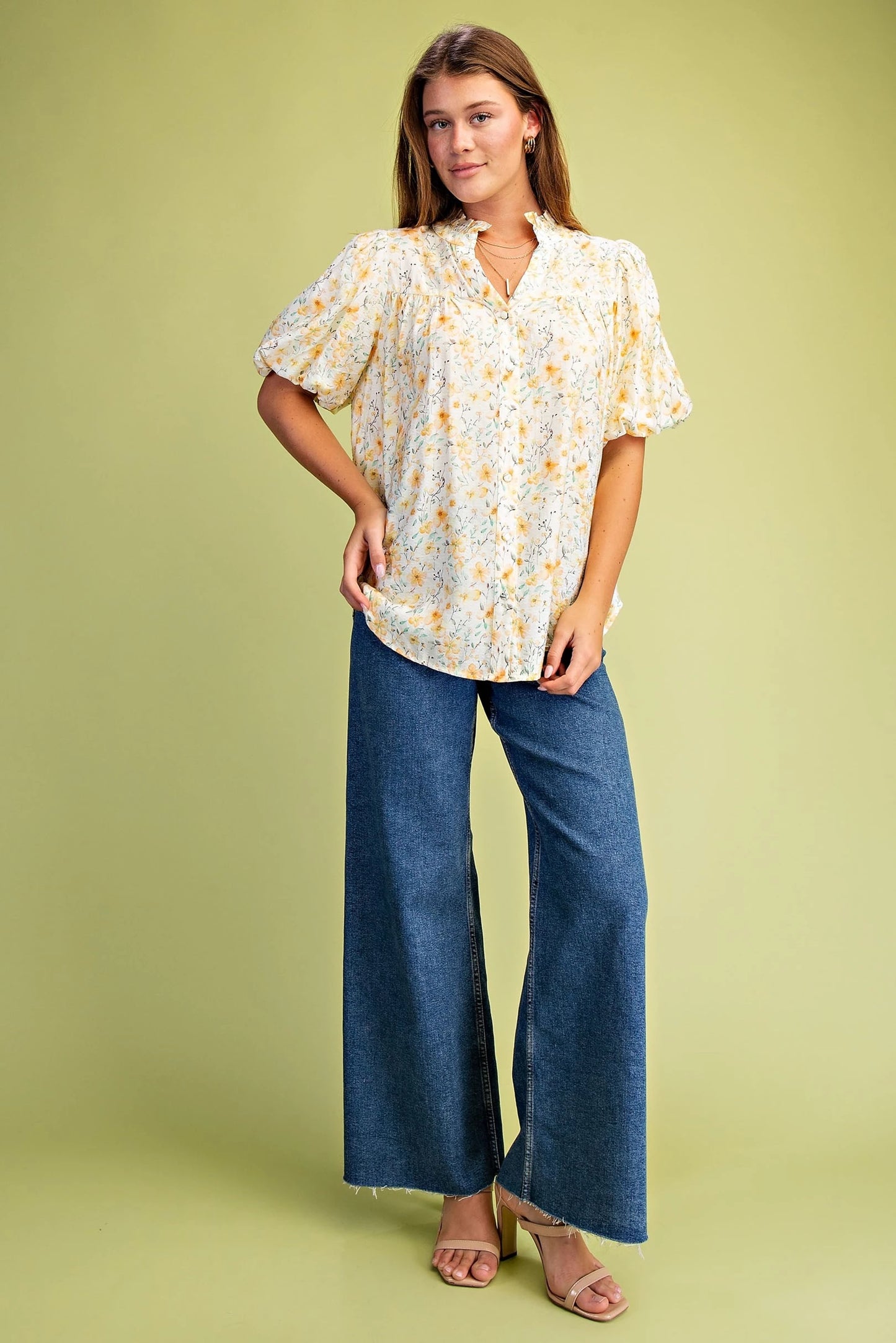 Sweet Petals Ruffle Neck Blouse