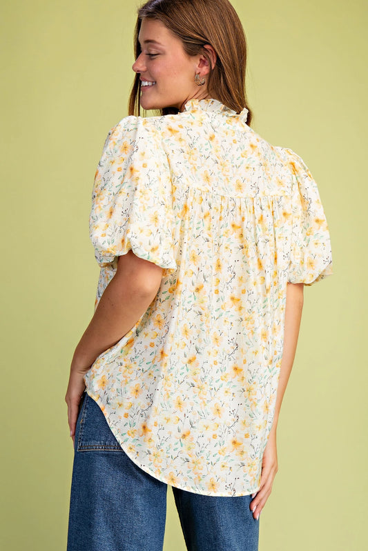 Sweet Petals Ruffle Neck Blouse