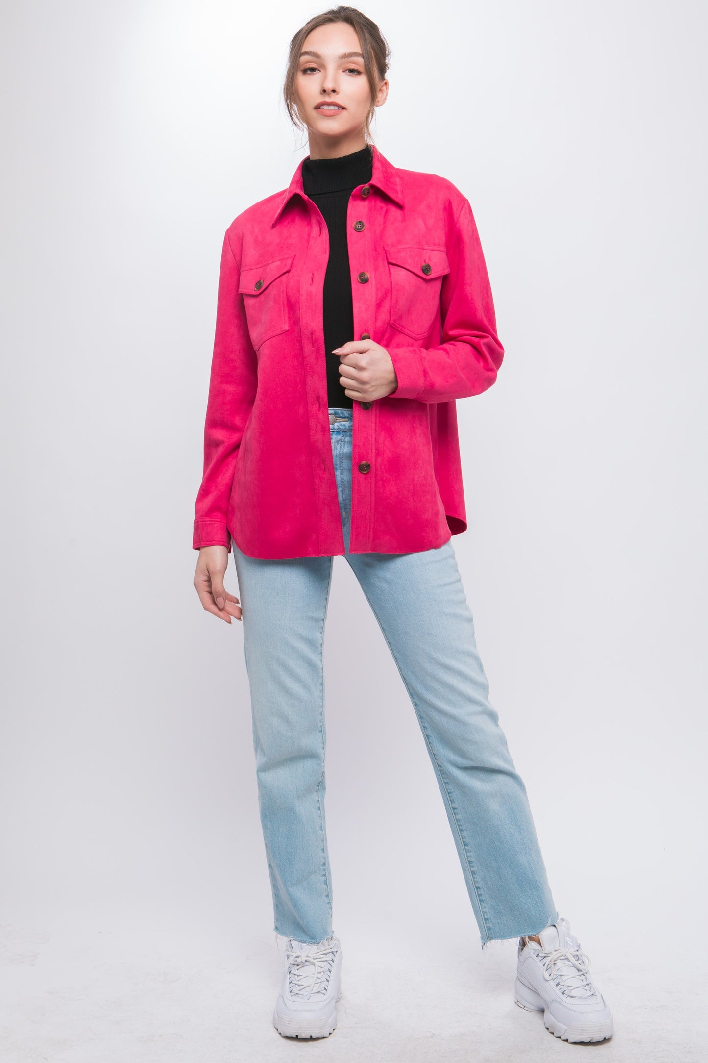 Fuchsia Faux Suede Shacket