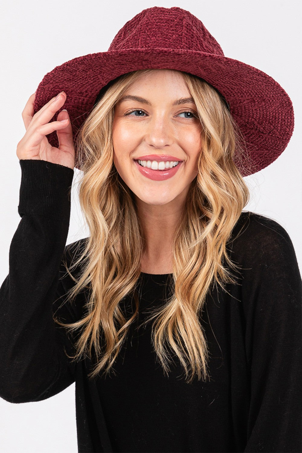 Braided Band Chenille Pattern Fedora Hat