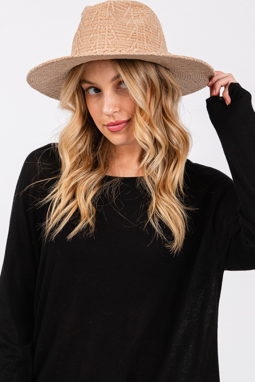 Braided Band Chenille Pattern Fedora Hat