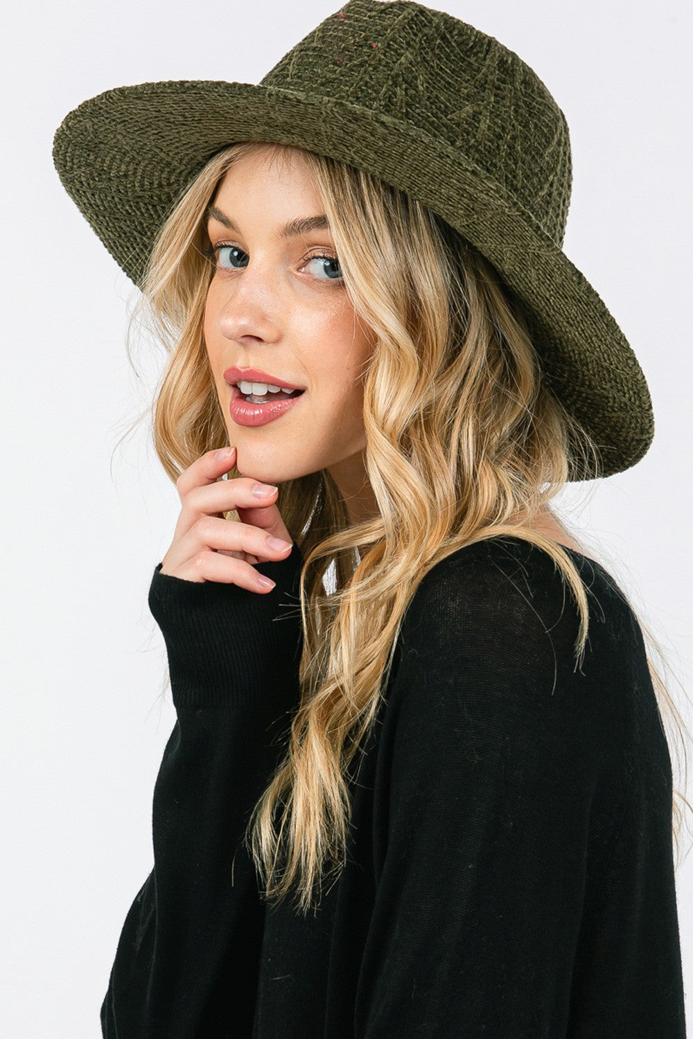 Braided Band Chenille Pattern Fedora Hat
