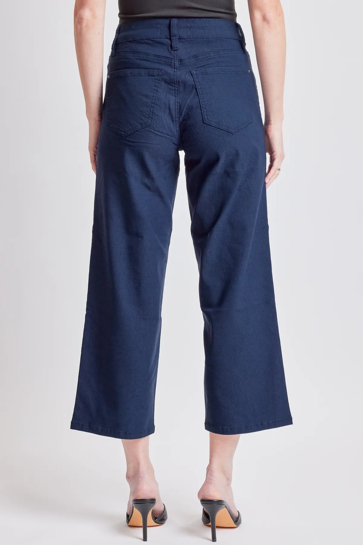 Mid Rise Hyperstretch Wide Leg Cropped Jeans