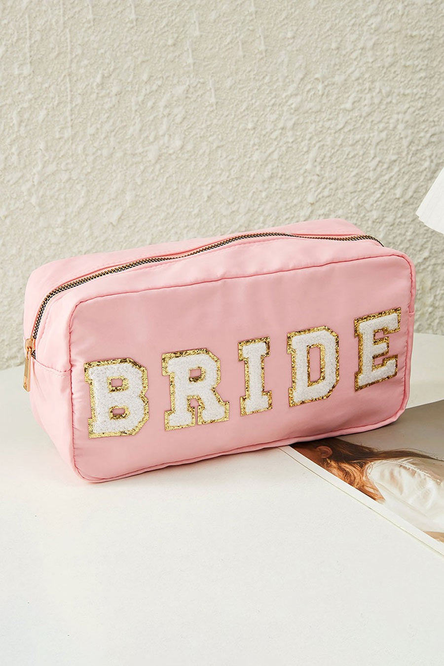 BRIDE Glittered Chenille Message Pouch Bag