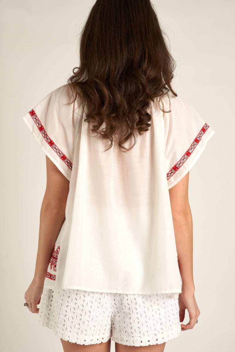 Playful Embroidered Tassel Top