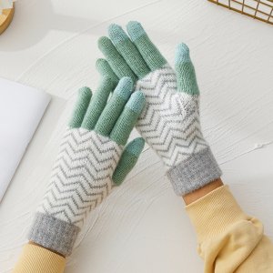 Chevron Colorblock Touchscreen Gloves