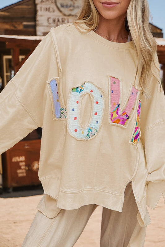 LOVE Patch Graphic Oversized Sweatshirt