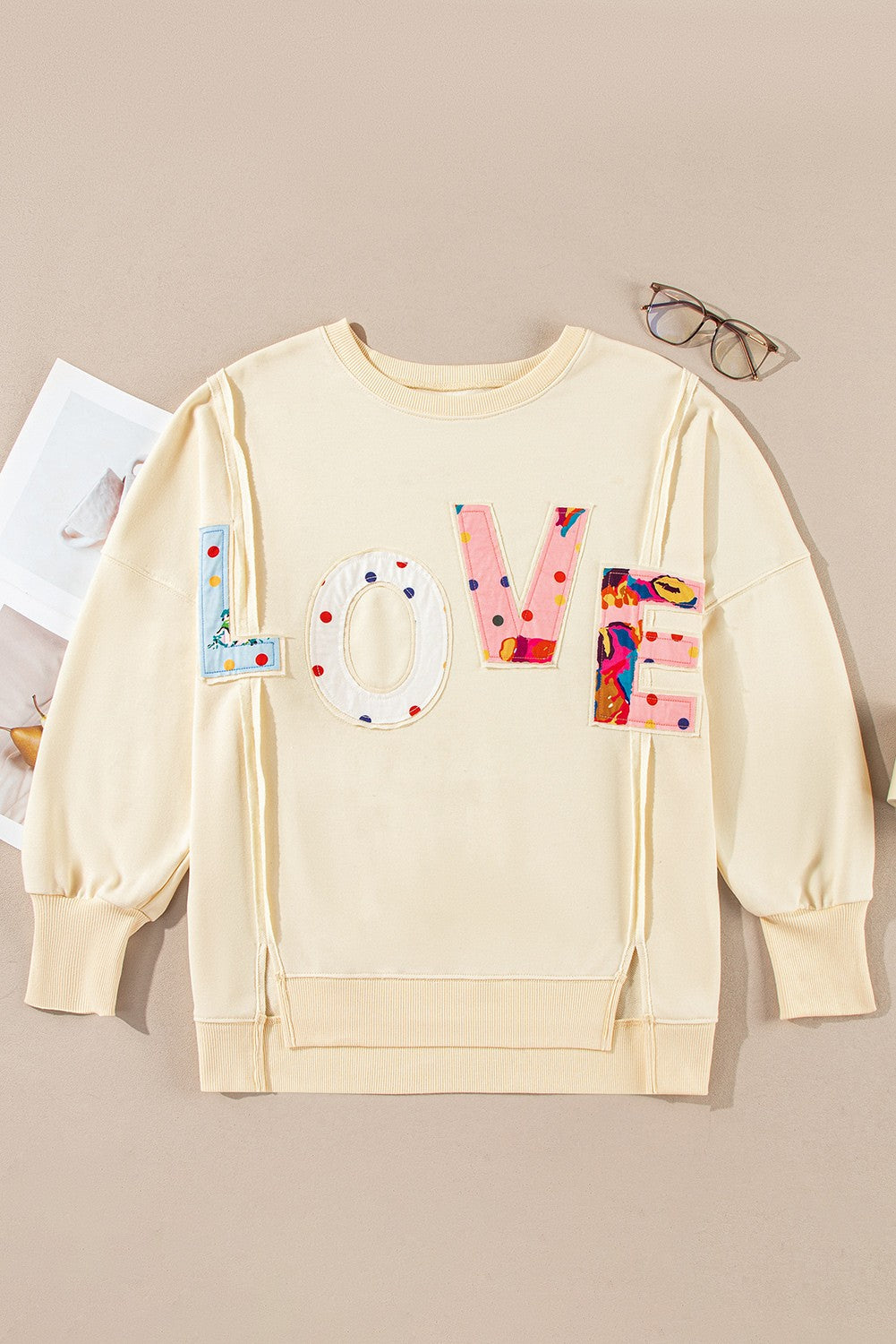 LOVE Patch Graphic Oversized Sweatshirt