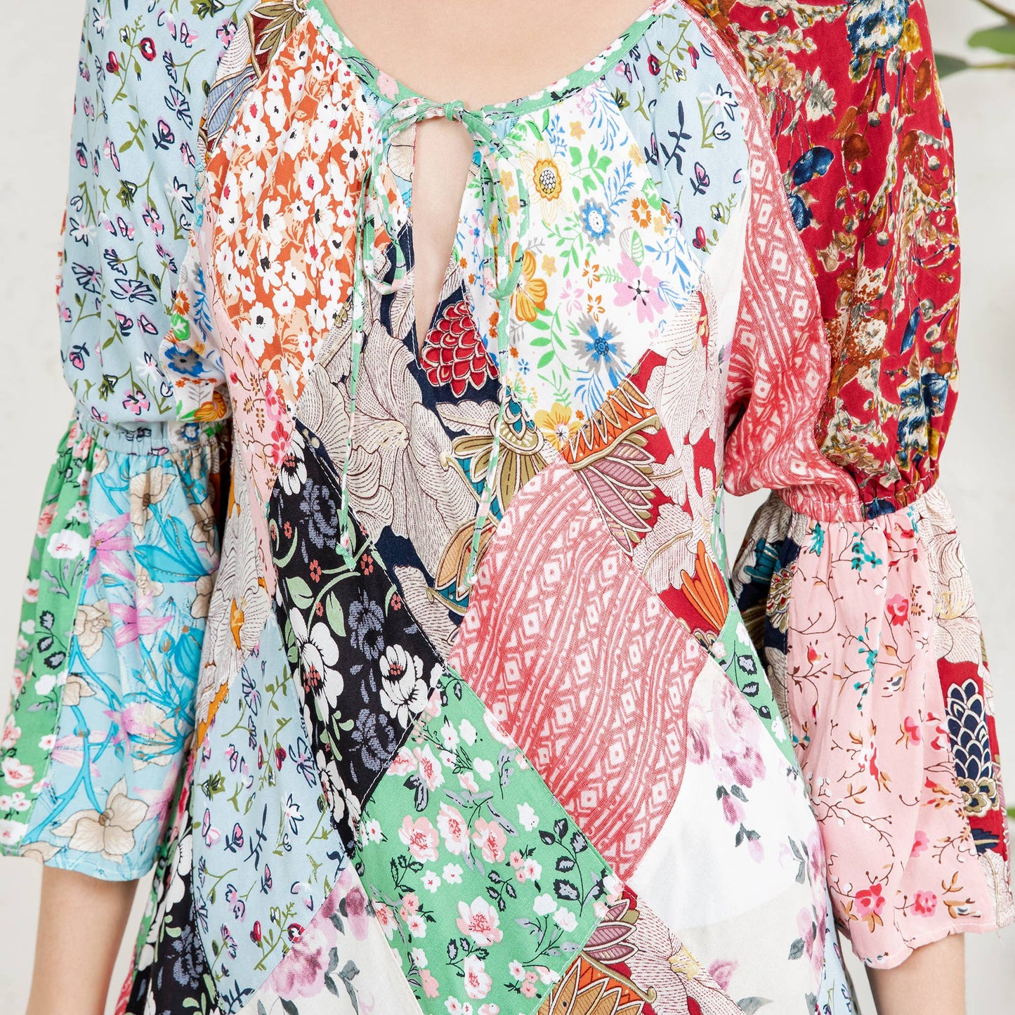 The Bohemian Patchwork Peasant Top