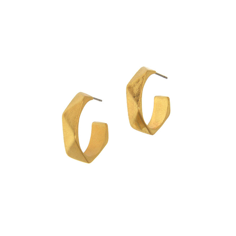 Post Faceted Hoop Earring