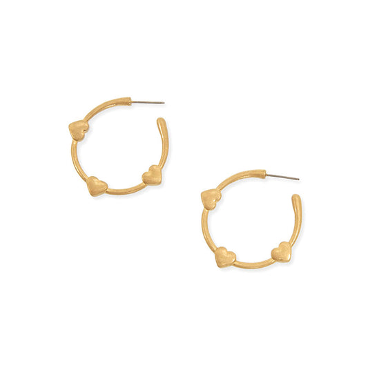 Three Heart Hoop Earring