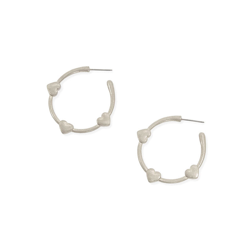 Three Heart Hoop Earring