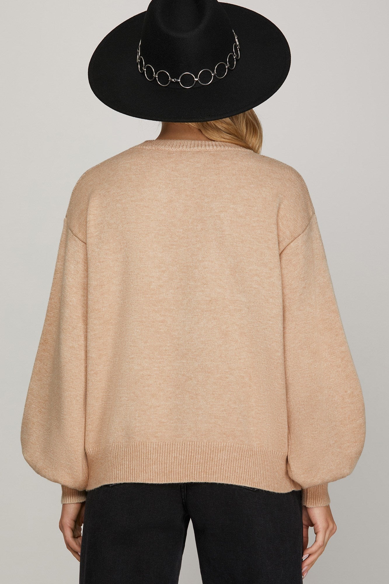 Boo-tifully Cozy Taupe Ghost Sweater