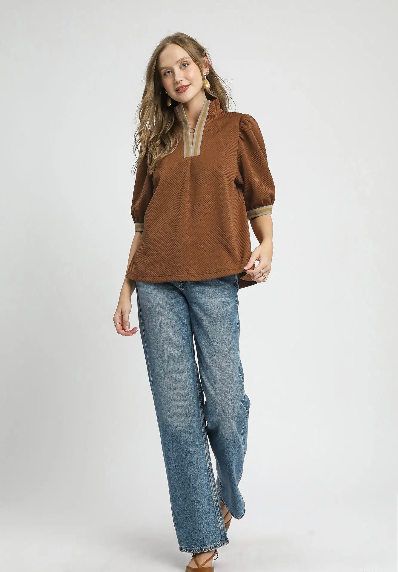 Stripe It Lucky Faux Half-Zip Top