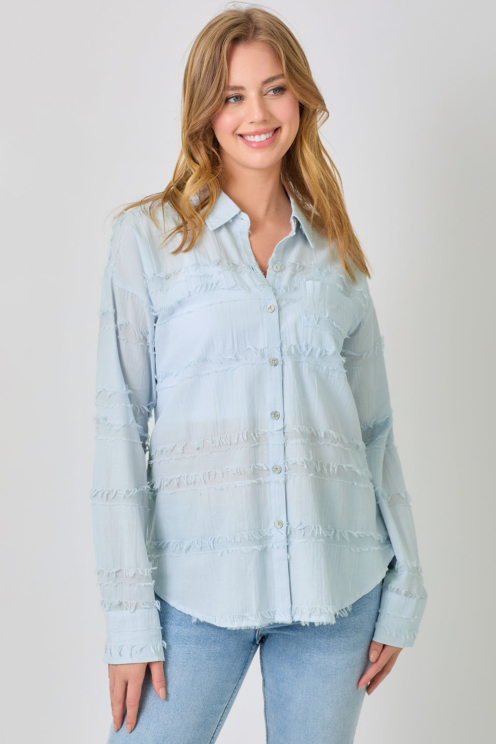 Button Down Textured Gauze Shirt