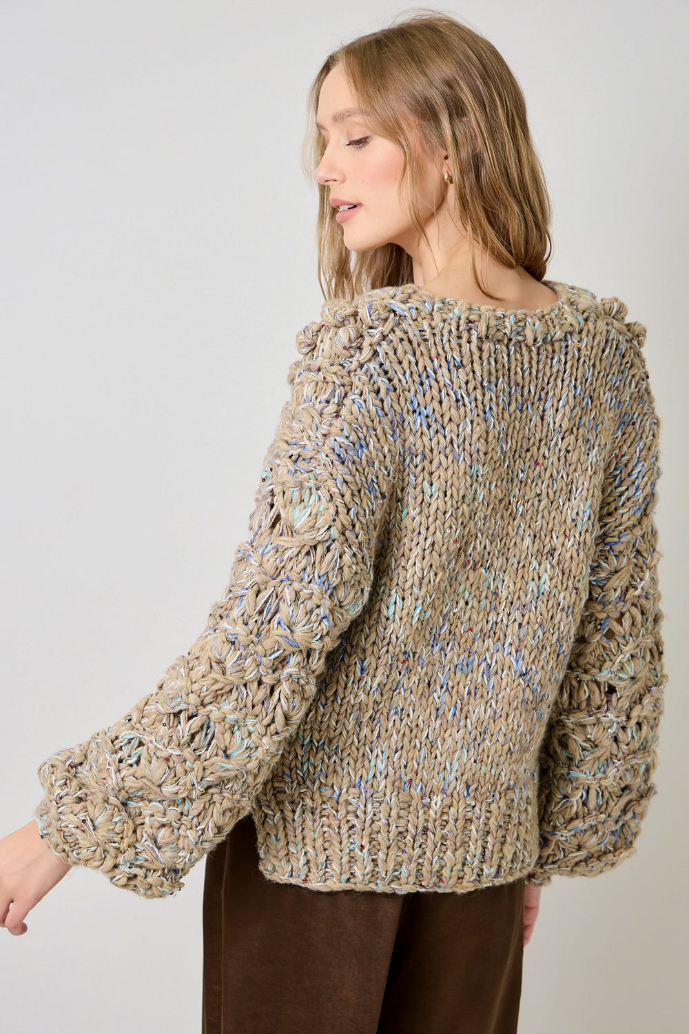 Flecked Chunky Sweater Cardigan