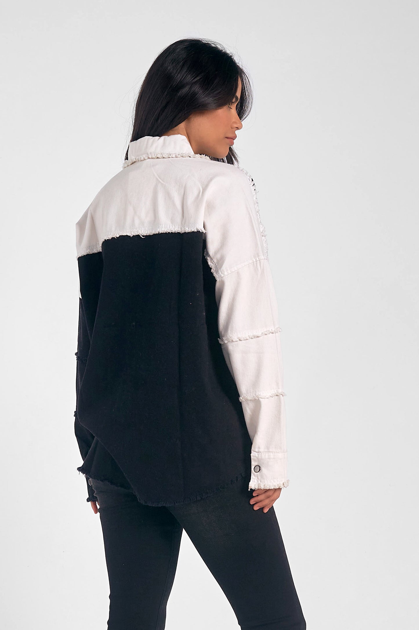 Black & White Color Block Shacket