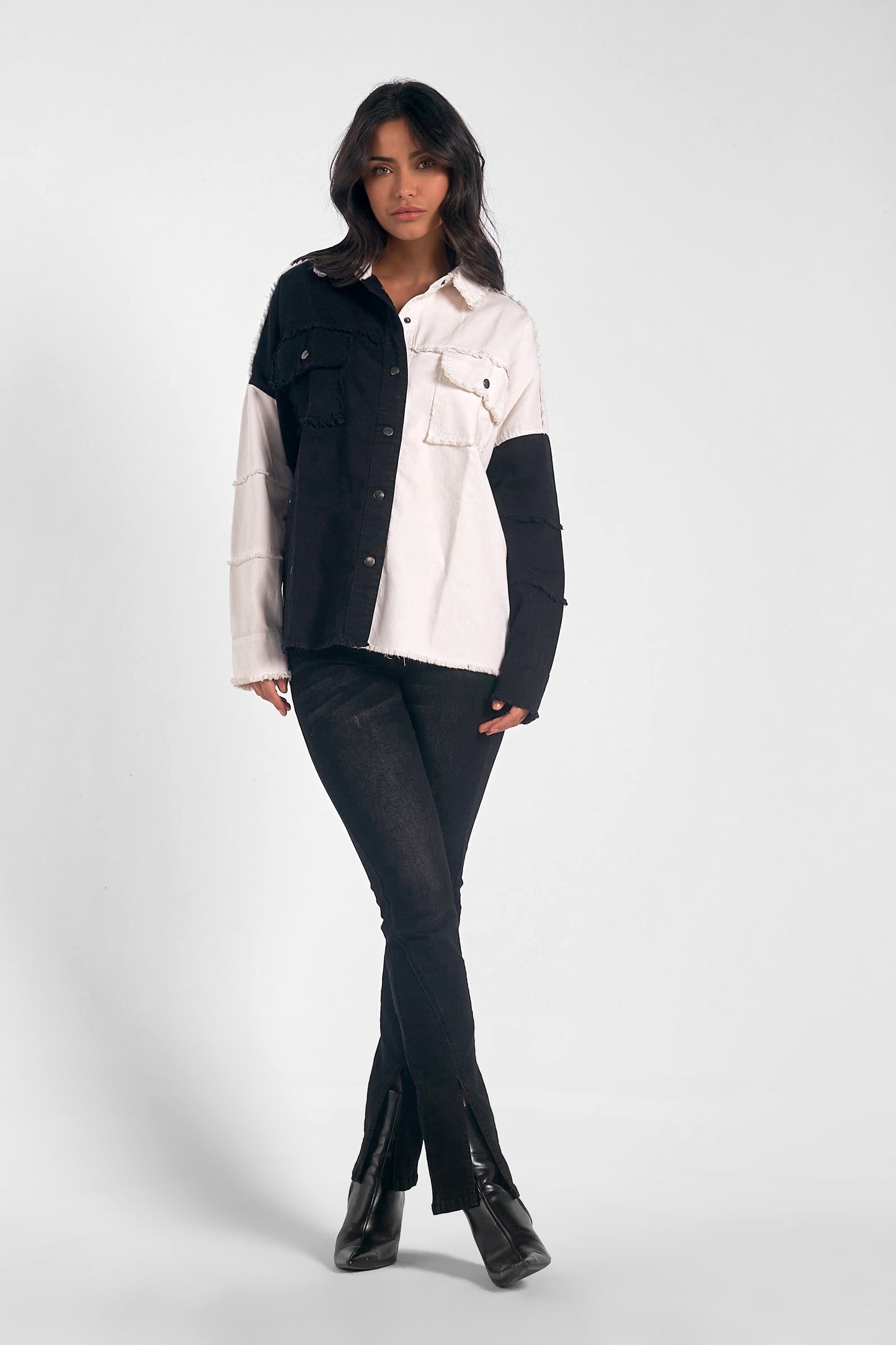 Black & White Color Block Shacket