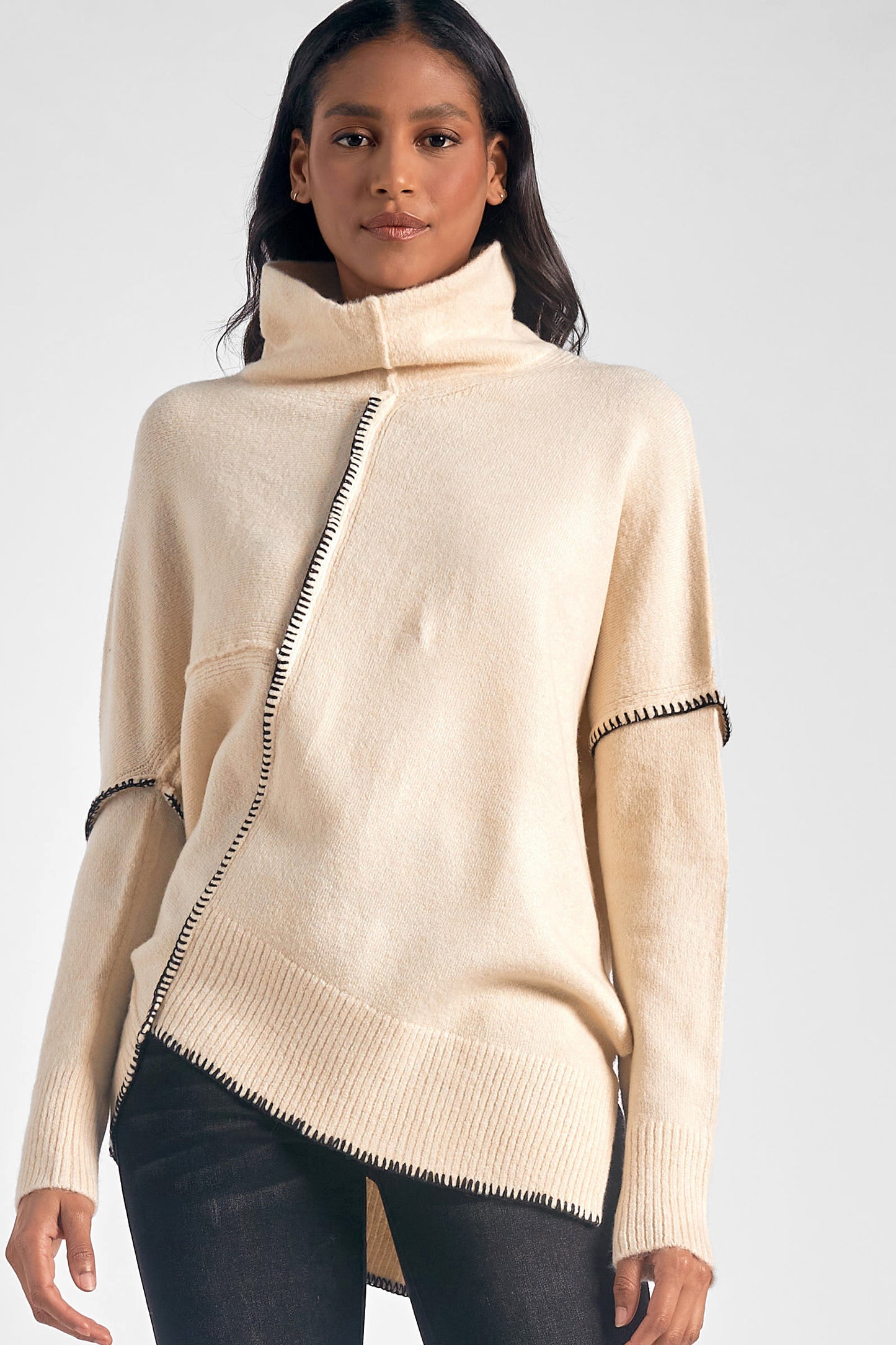All Stitched Up Asymmetrical Sweater