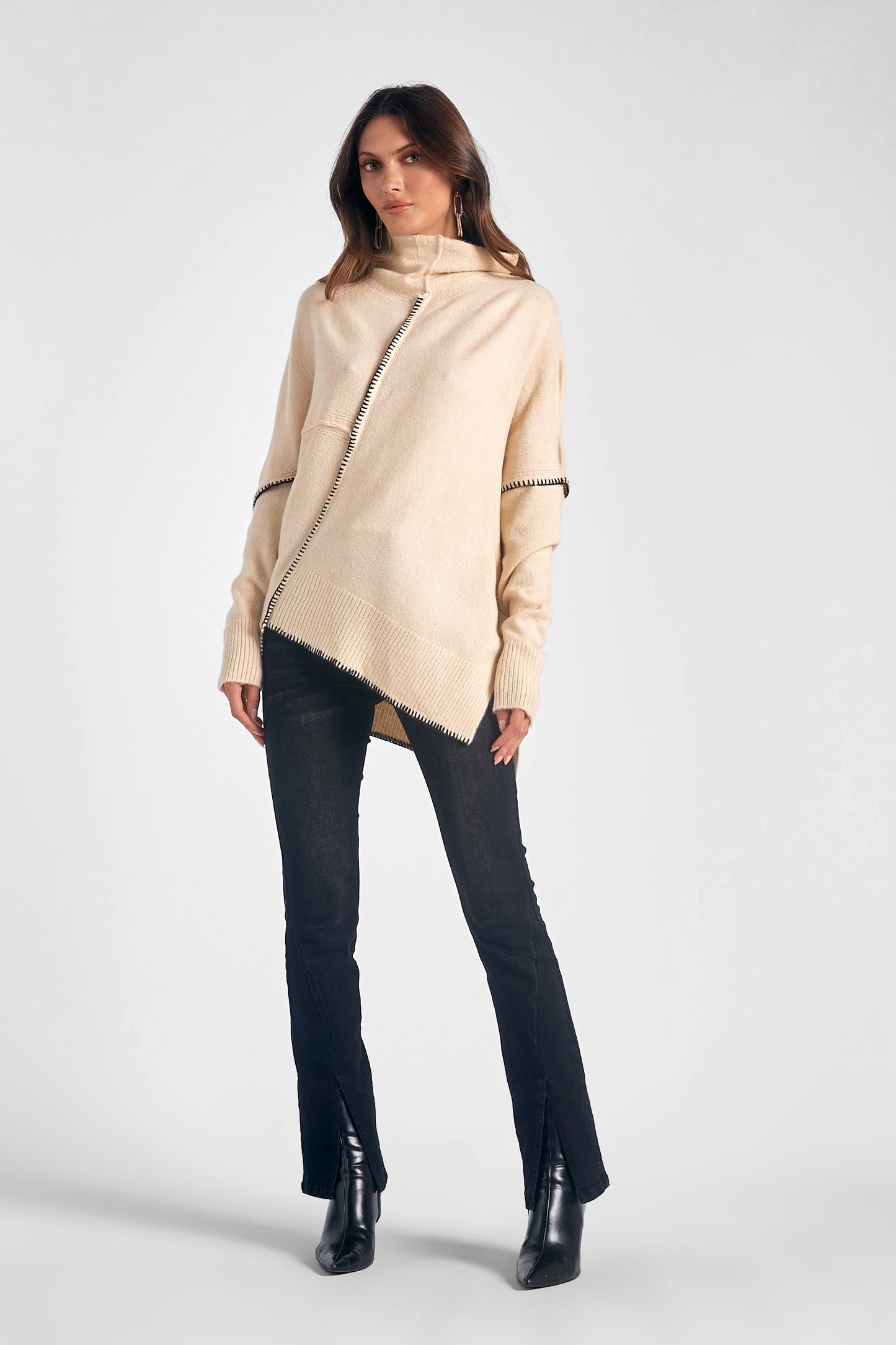 All Stitched Up Asymmetrical Sweater