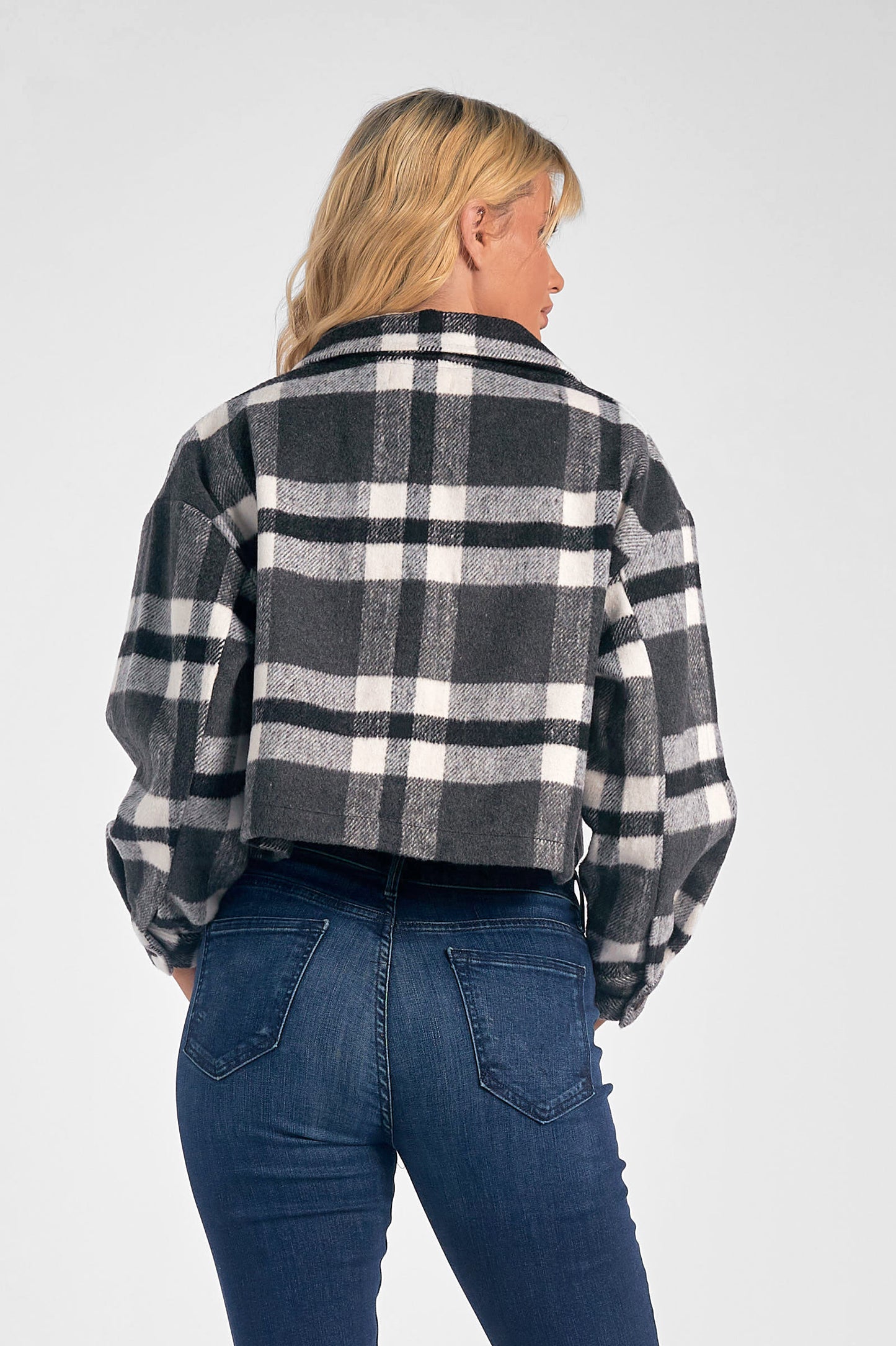Plaid Crop Button Down Jacket