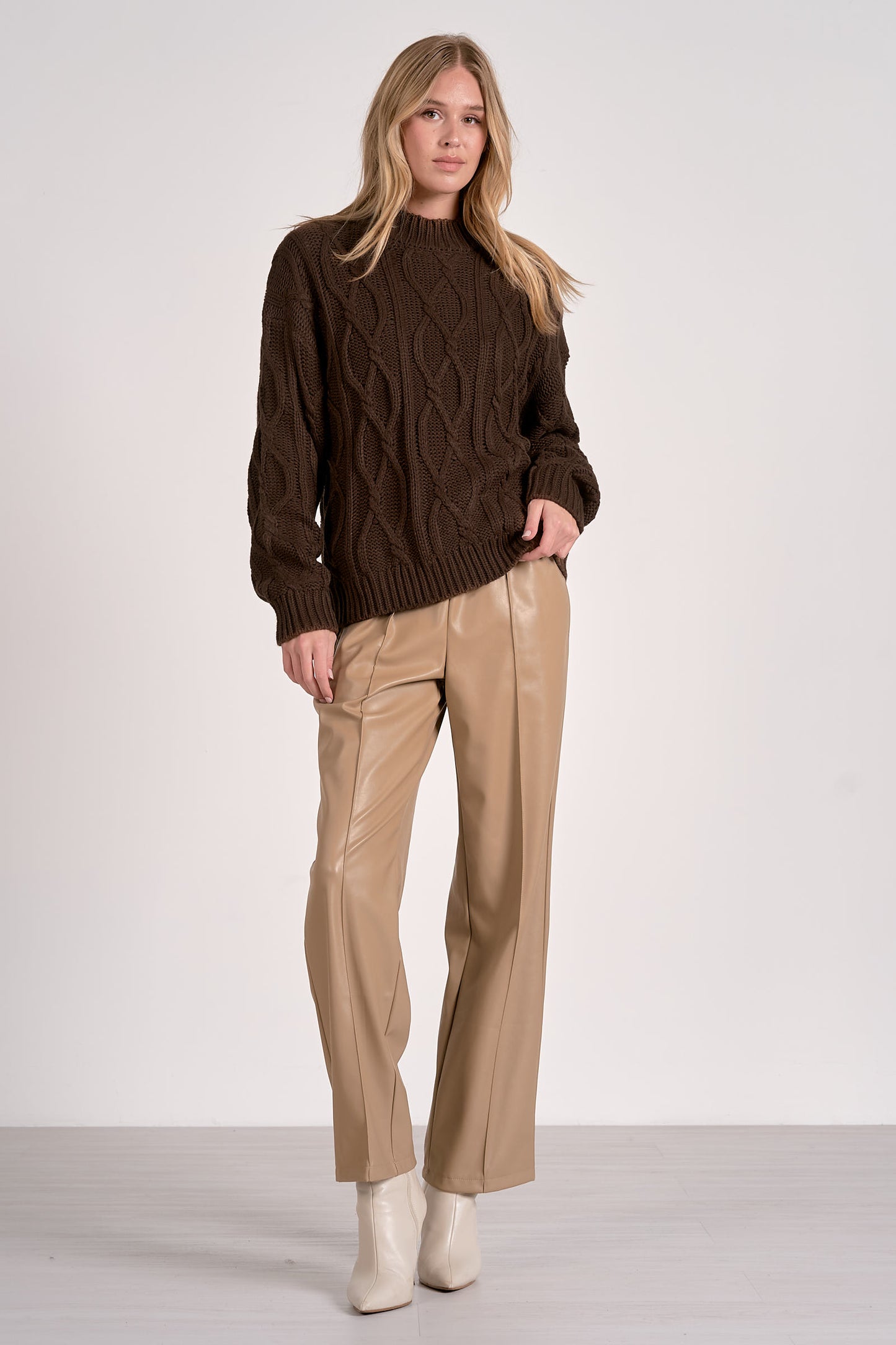 Cocoa Cable-Knit Chunky Sweater