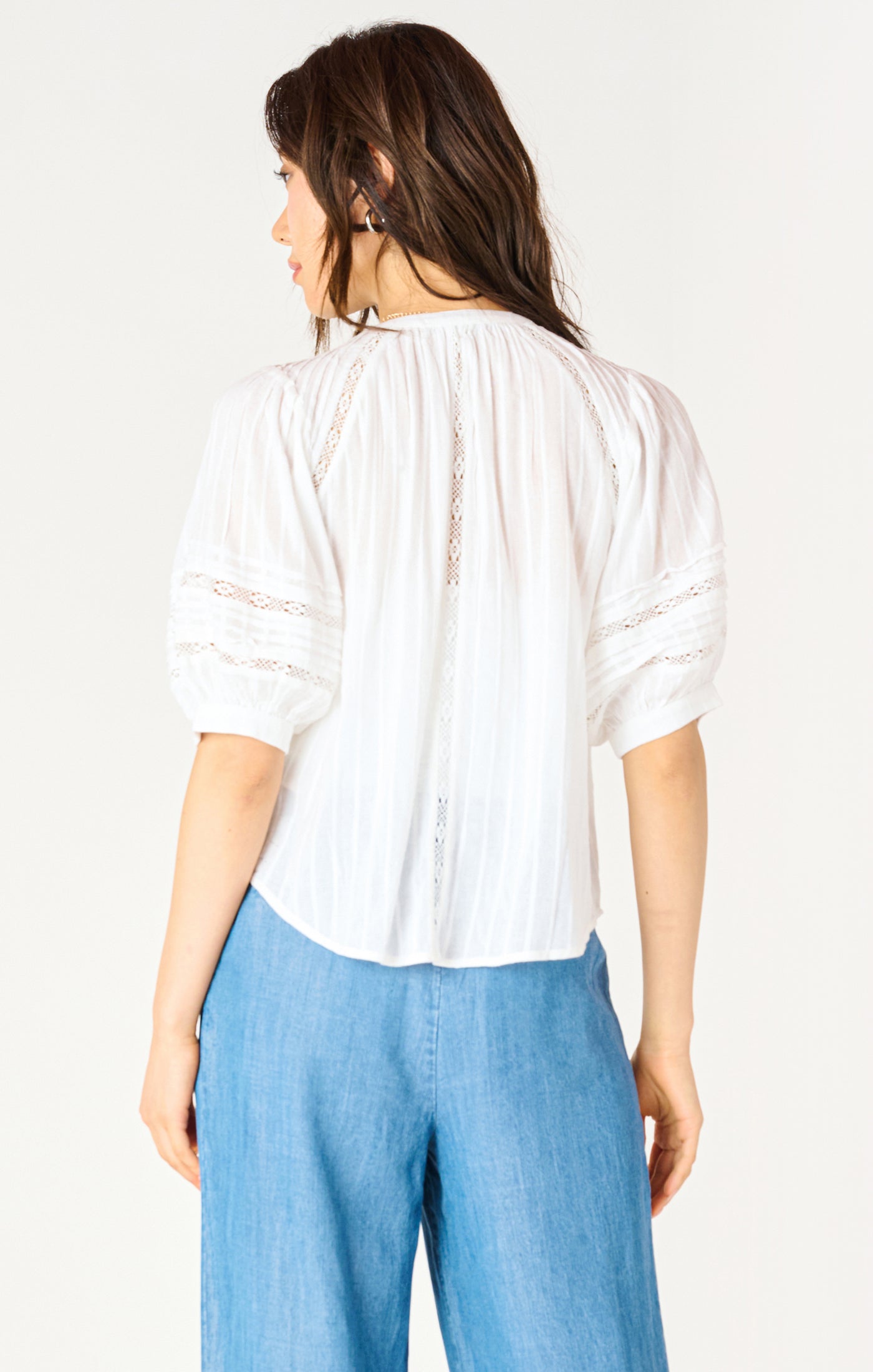 Elbow Sleeve Lace Inset Top