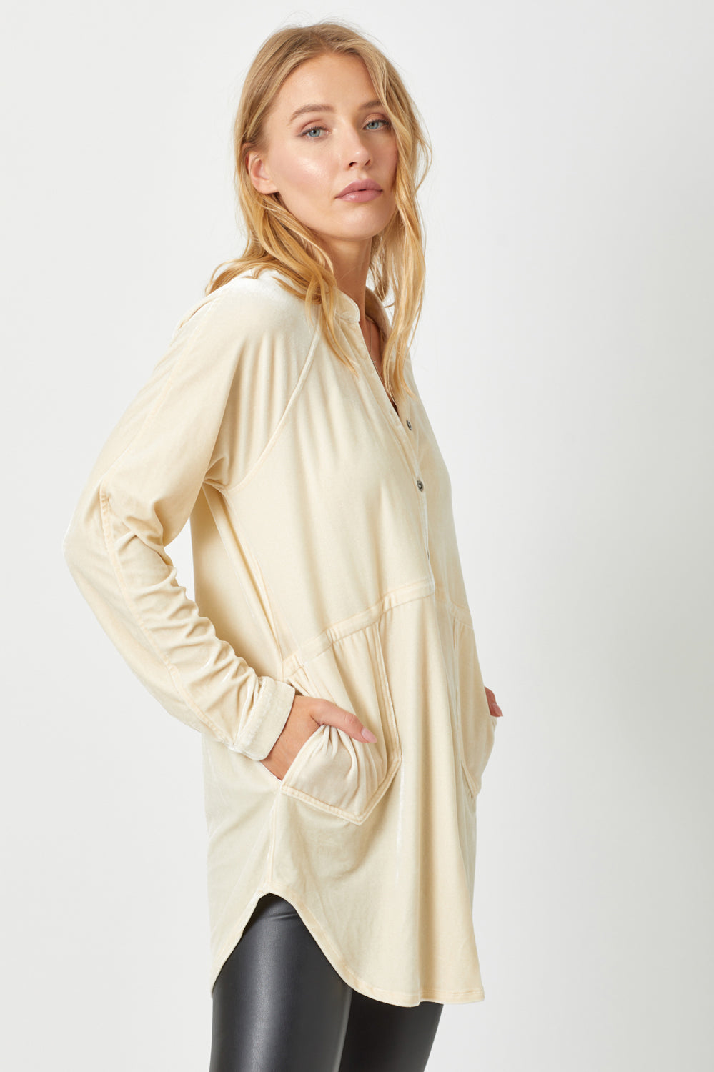 Raglan Sleeve Velvet Shirt