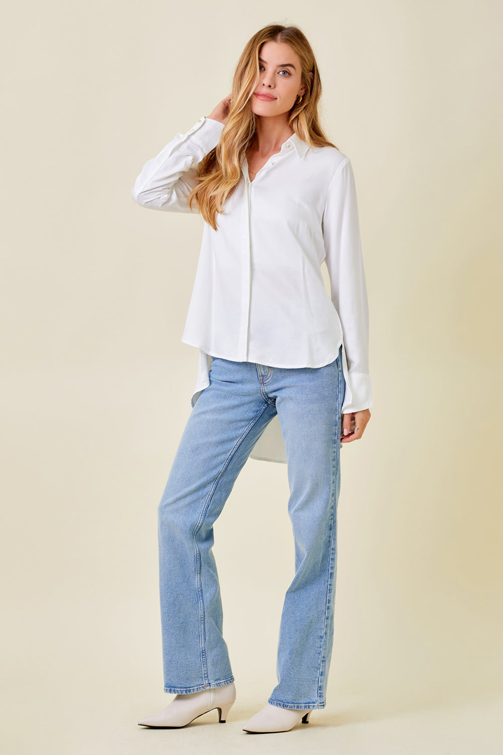 Peplum Back Satin Shirt