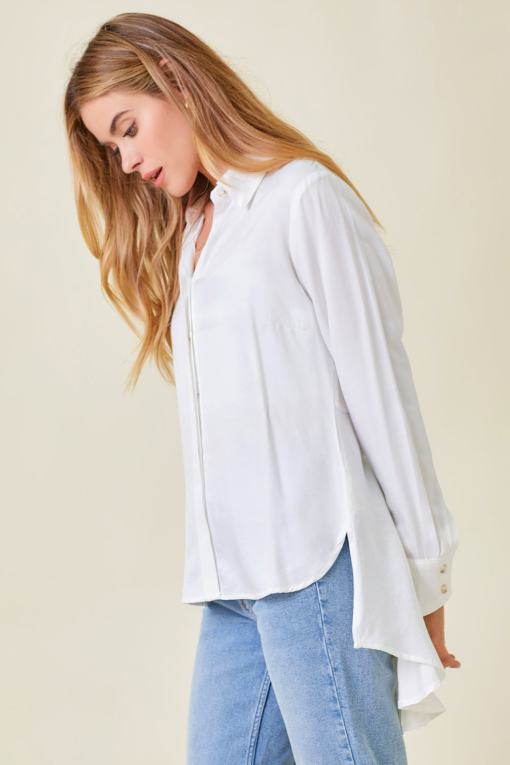 Peplum Back Satin Shirt