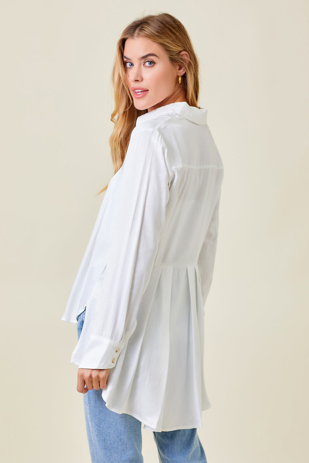 Peplum Back Satin Shirt