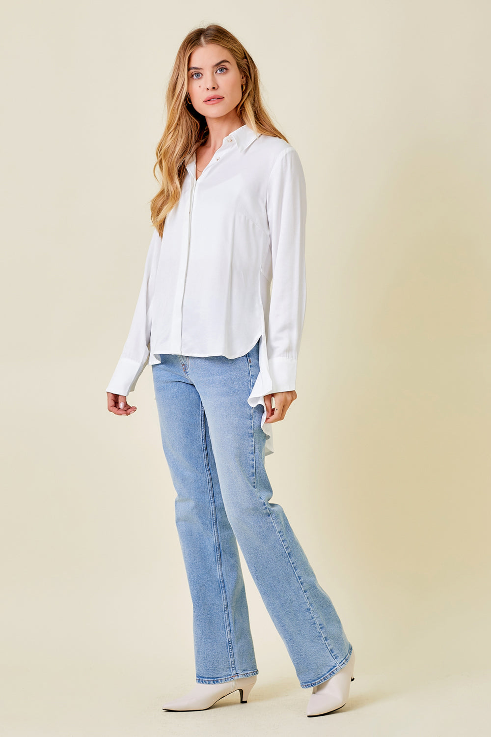 Peplum Back Satin Shirt