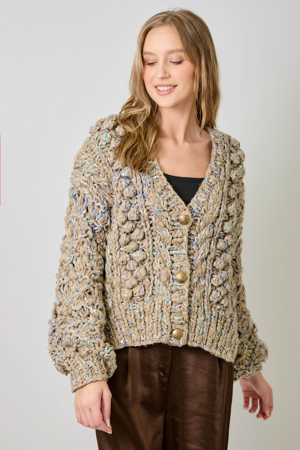 Flecked Chunky Sweater Cardigan