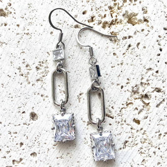 Silver Sparkly Crystal Earrings