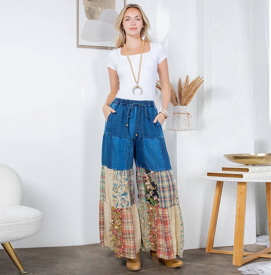Patchwork Perfection: Boho Denim Pants
