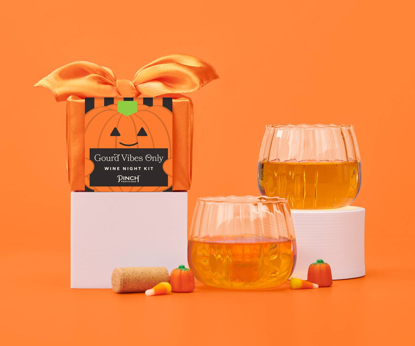 Gourd Vibes Only Wine Night Kit | Pumpkin Gift for Halloween