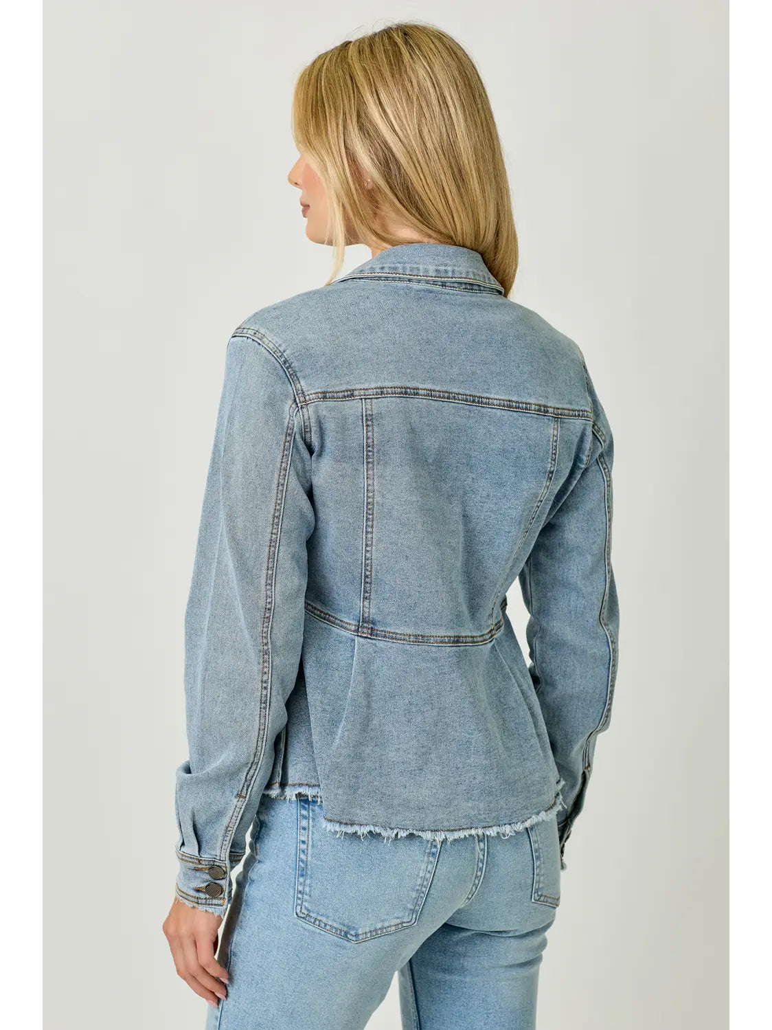 Washed Denim Peplum Jacket