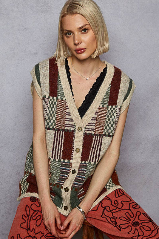 Colorblock Charm V-Neck Sweater Tank