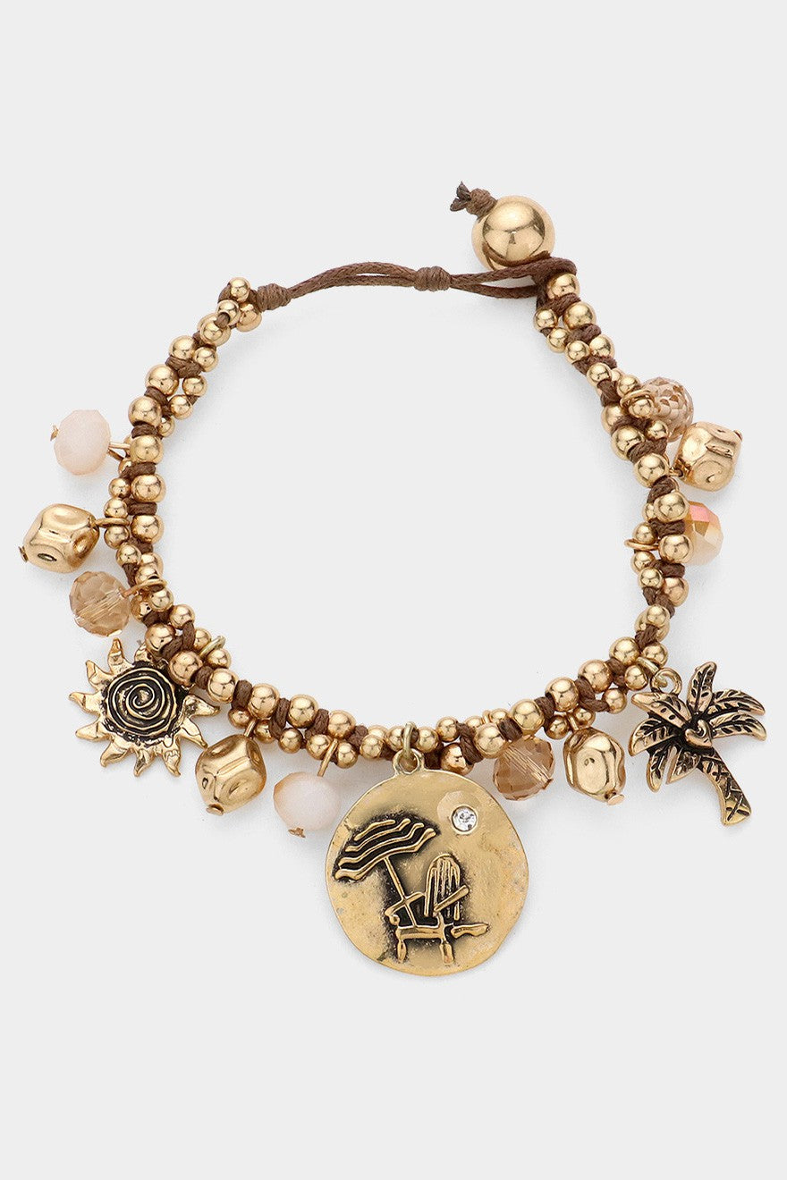Palm Tree & Beach Umbrella Charm Bracelet