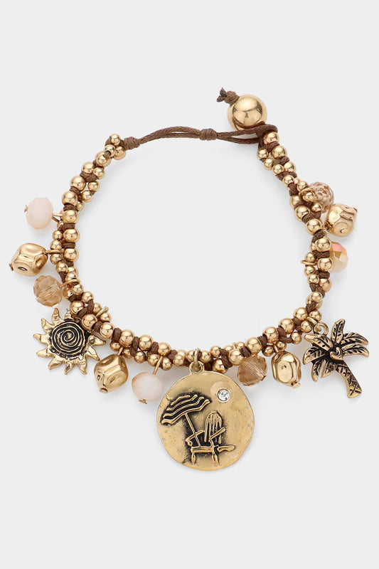 Palm Tree & Beach Umbrella Charm Bracelet
