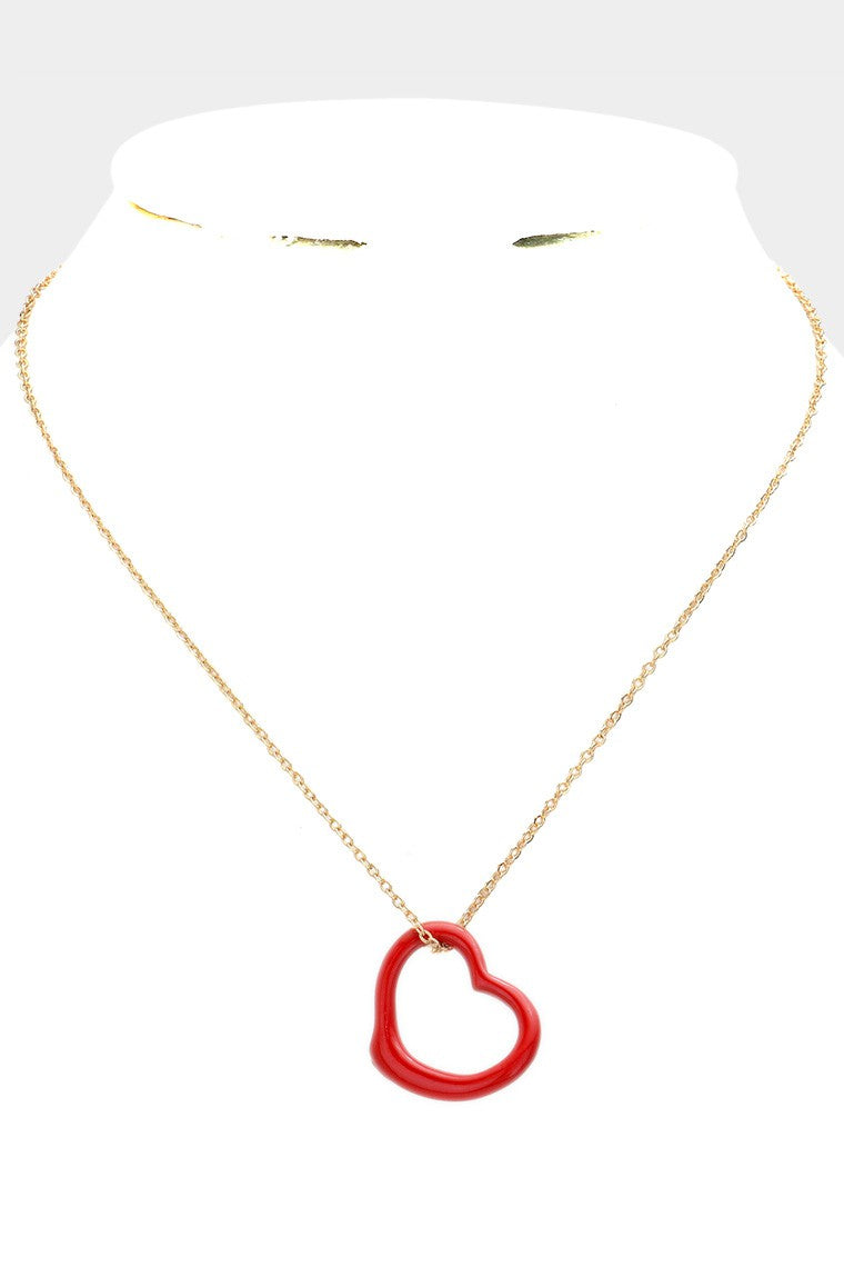Metal Heart Cut out Pendant Necklace