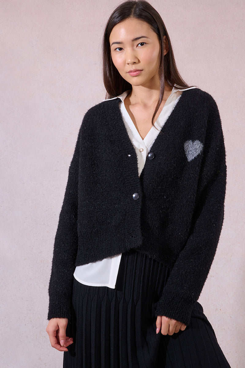 Sweetheart Fuzzy V-Neck Sweater