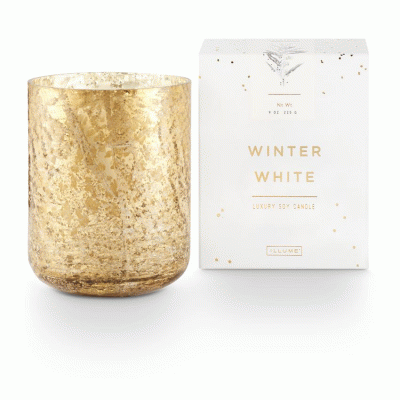 Winter White Small Luxe Sanded Mercury Glass Candle