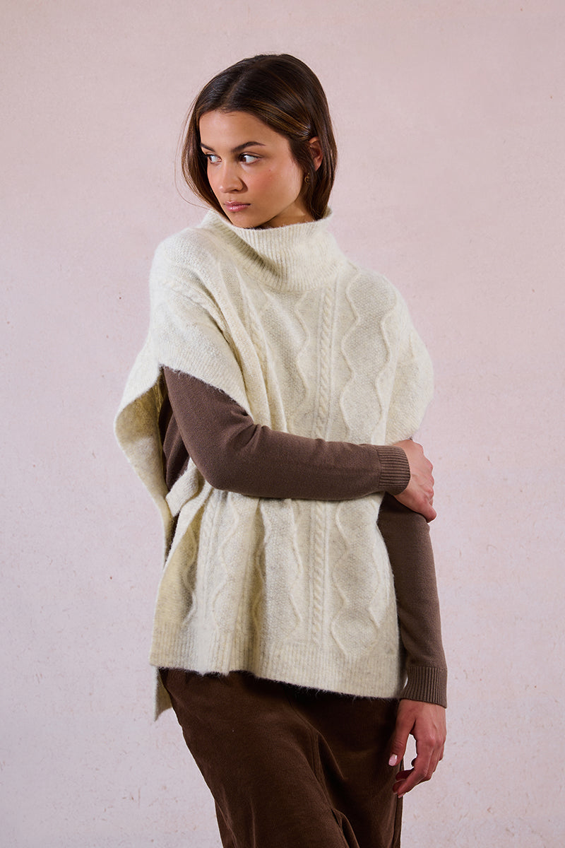 Cozy Chic Sleeveless Turtleneck Poncho