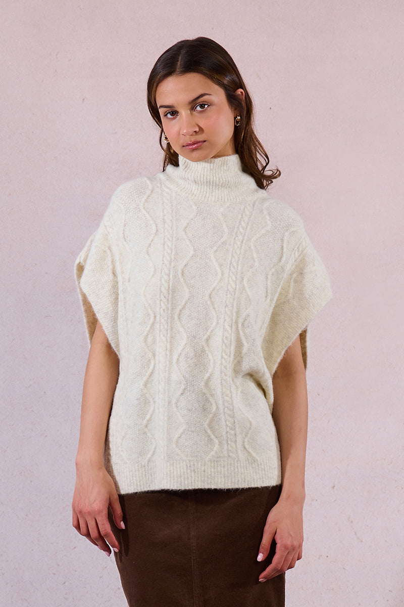 Cozy Chic Sleeveless Turtleneck Poncho