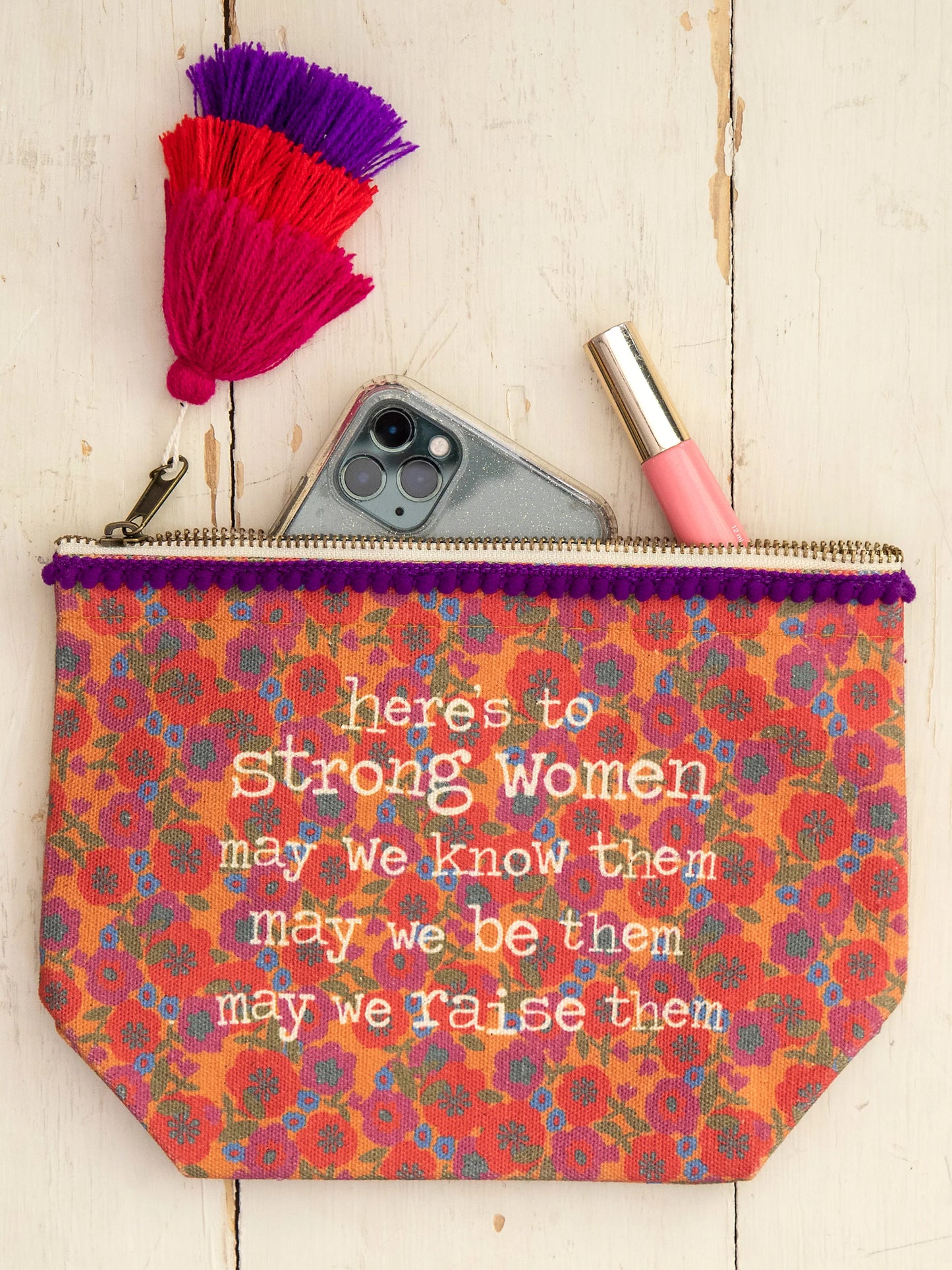 Strong Women Canvas Zip Pouch
